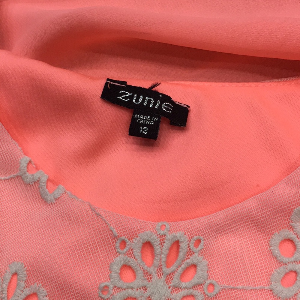 Gorgeous coral neon and white crochet dress. - Picture 8 of 8